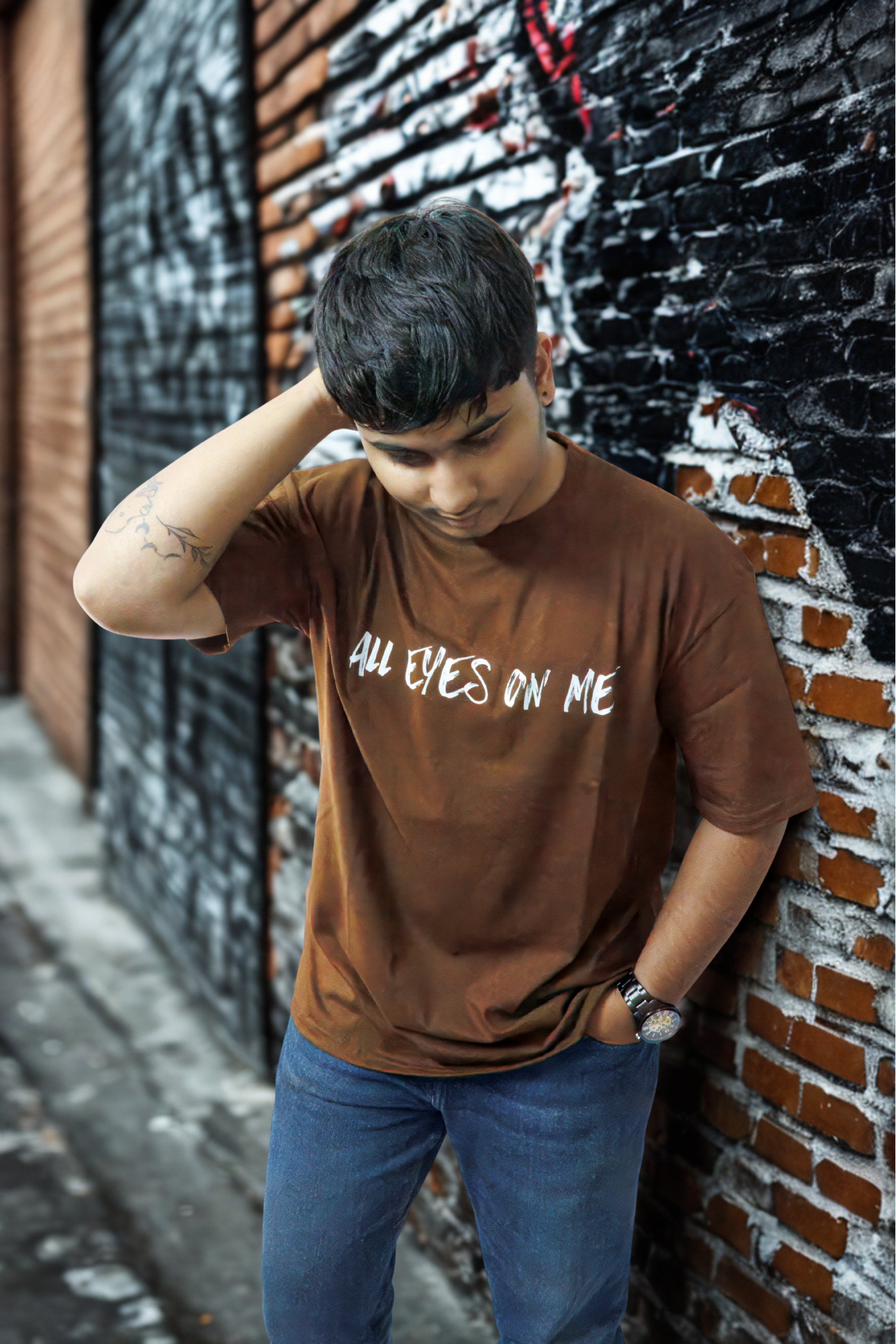 Never Again Club Narc All Eyes Oversized Tee [Brown]