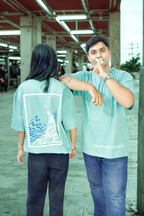 Never Again Club Muted Collapse Oversized Tee [Sea Green]
