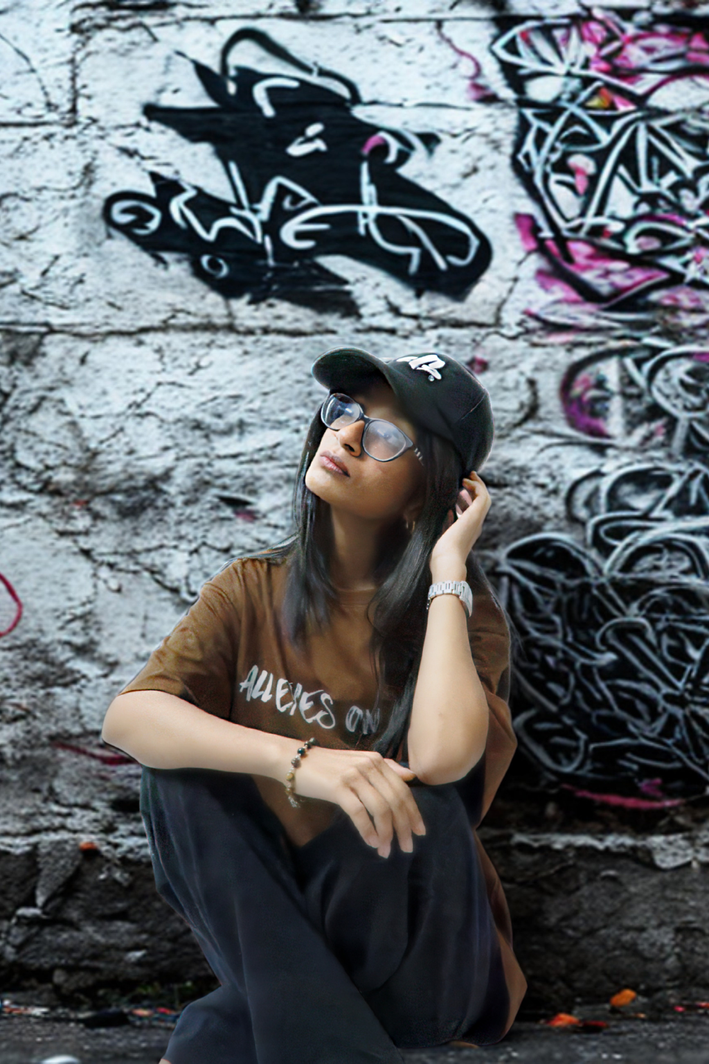 Never Again Club Narc All Eyes Oversized Tee [Brown]