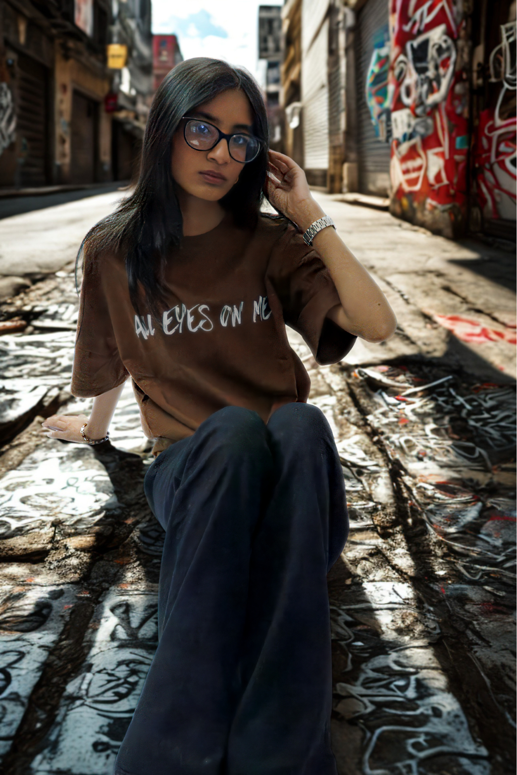 Never Again Club Narc All Eyes Oversized Tee [Brown]