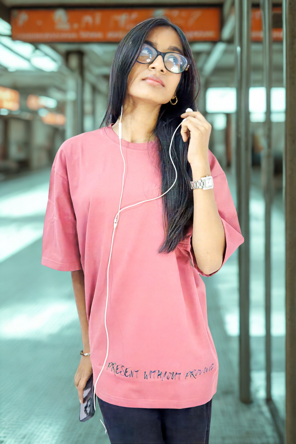 Never Again Club Muted Present Oversized Tee [Pink]