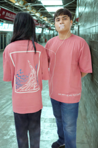 Never Again Club Muted Collapse Oversized Tee [Pink]