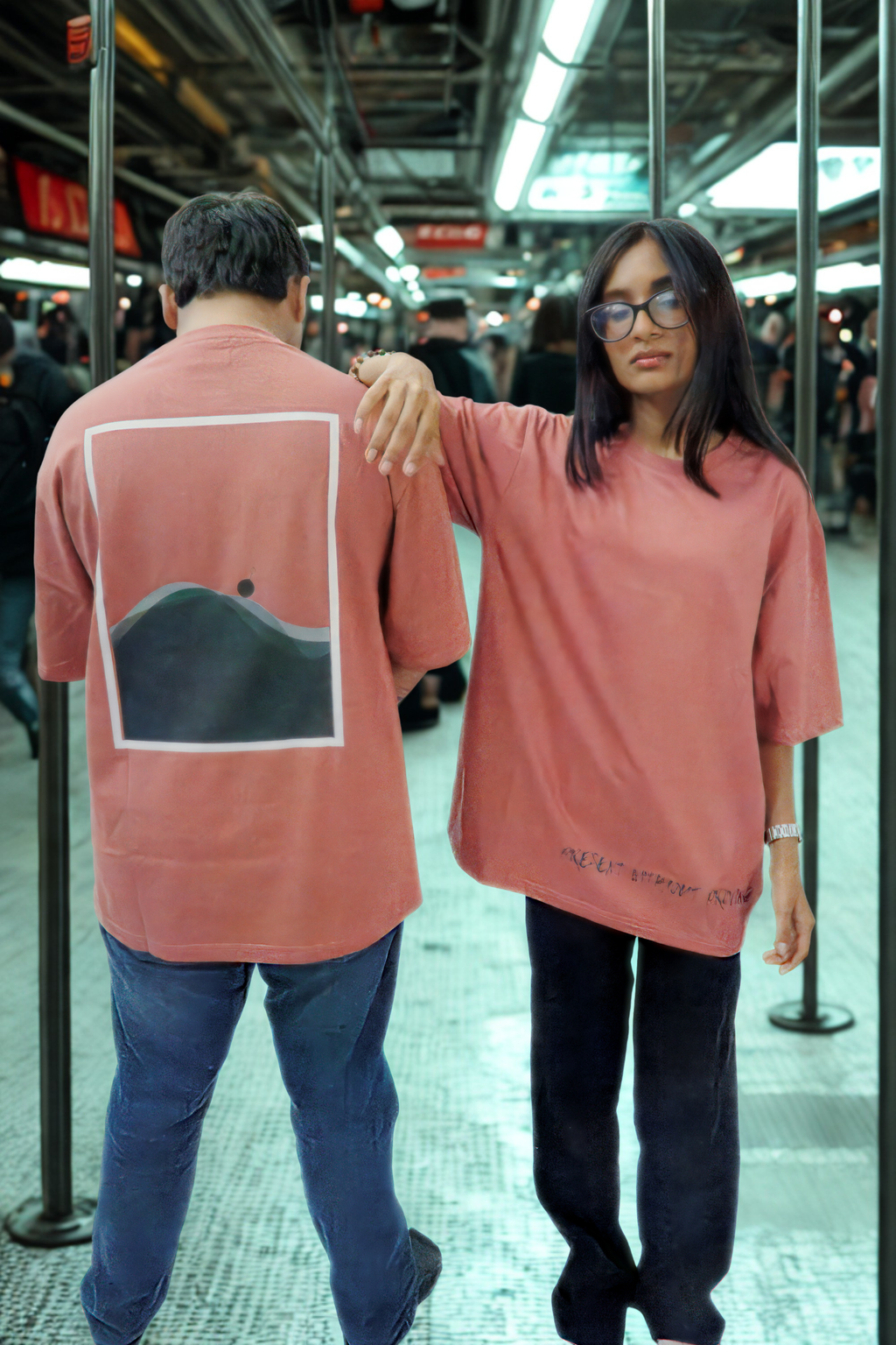 Never Again Club Muted Present Oversized Tee [Dusty Rose]