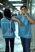 Never Again Club Muted Collapse Oversized Tee [Teal]