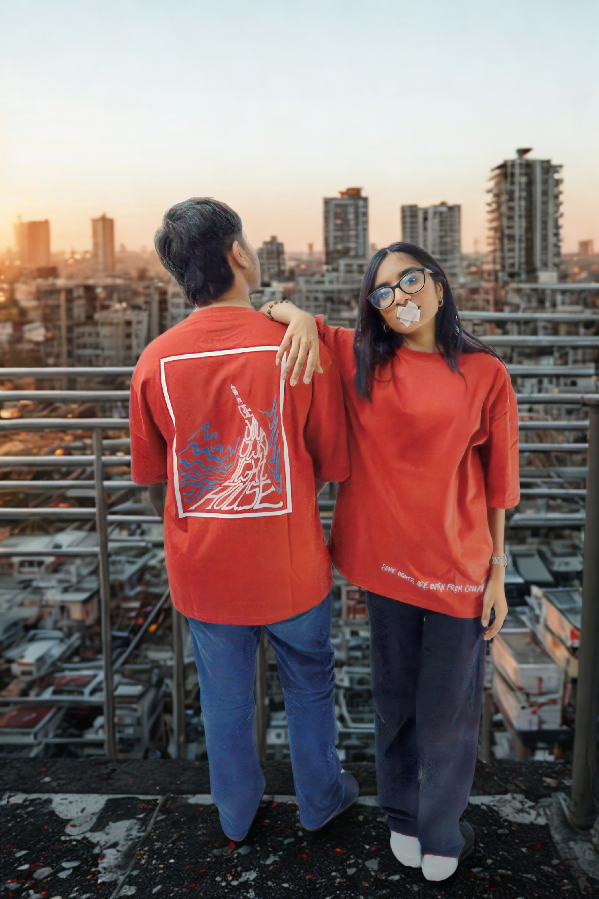 Never Again Club Muted Collapse Oversized Tee [Red]