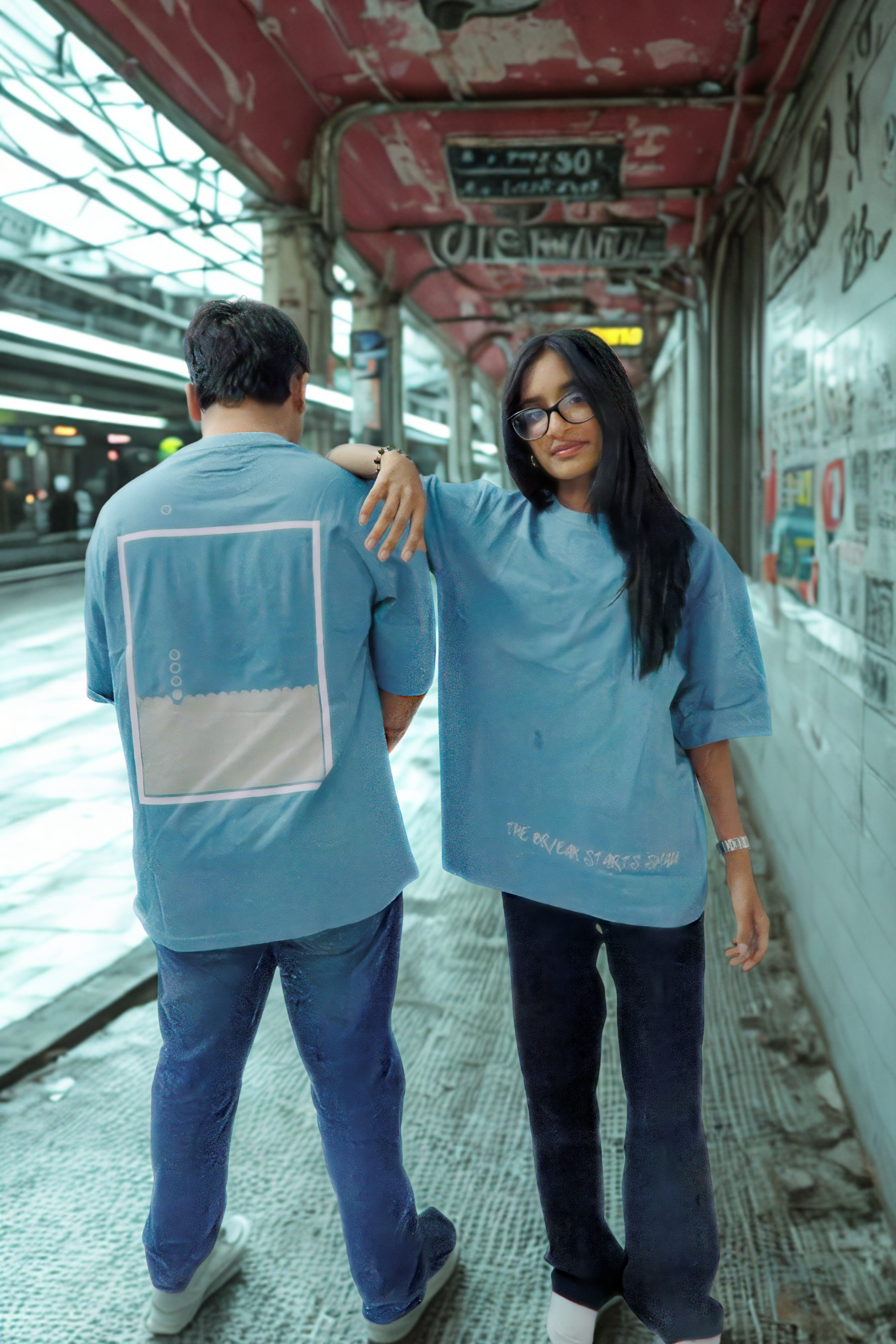 Never Again Club Muted Break Oversized Tee [Teal]