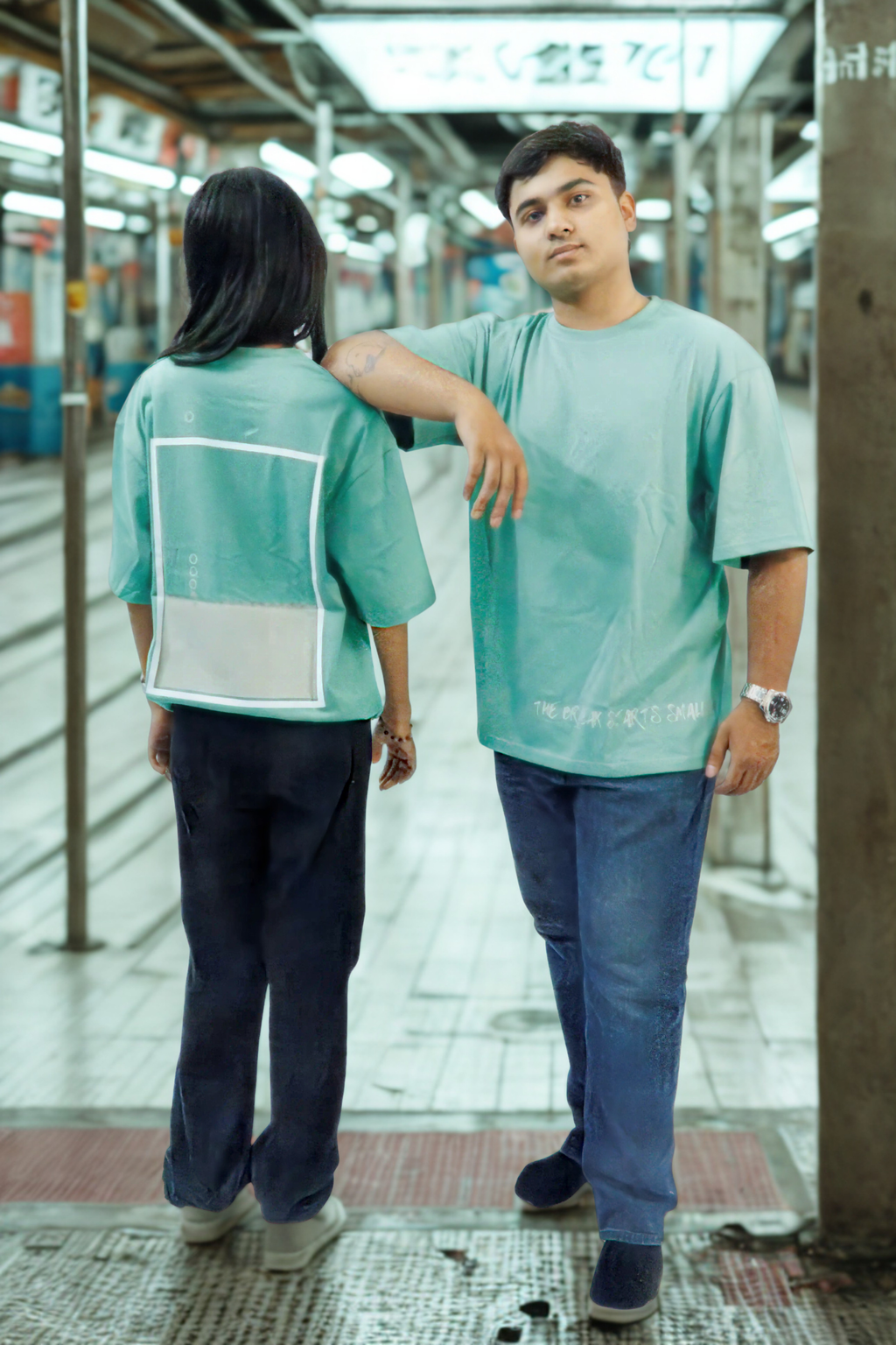 Never Again Club Muted Break Oversized Tee [Sea Green]