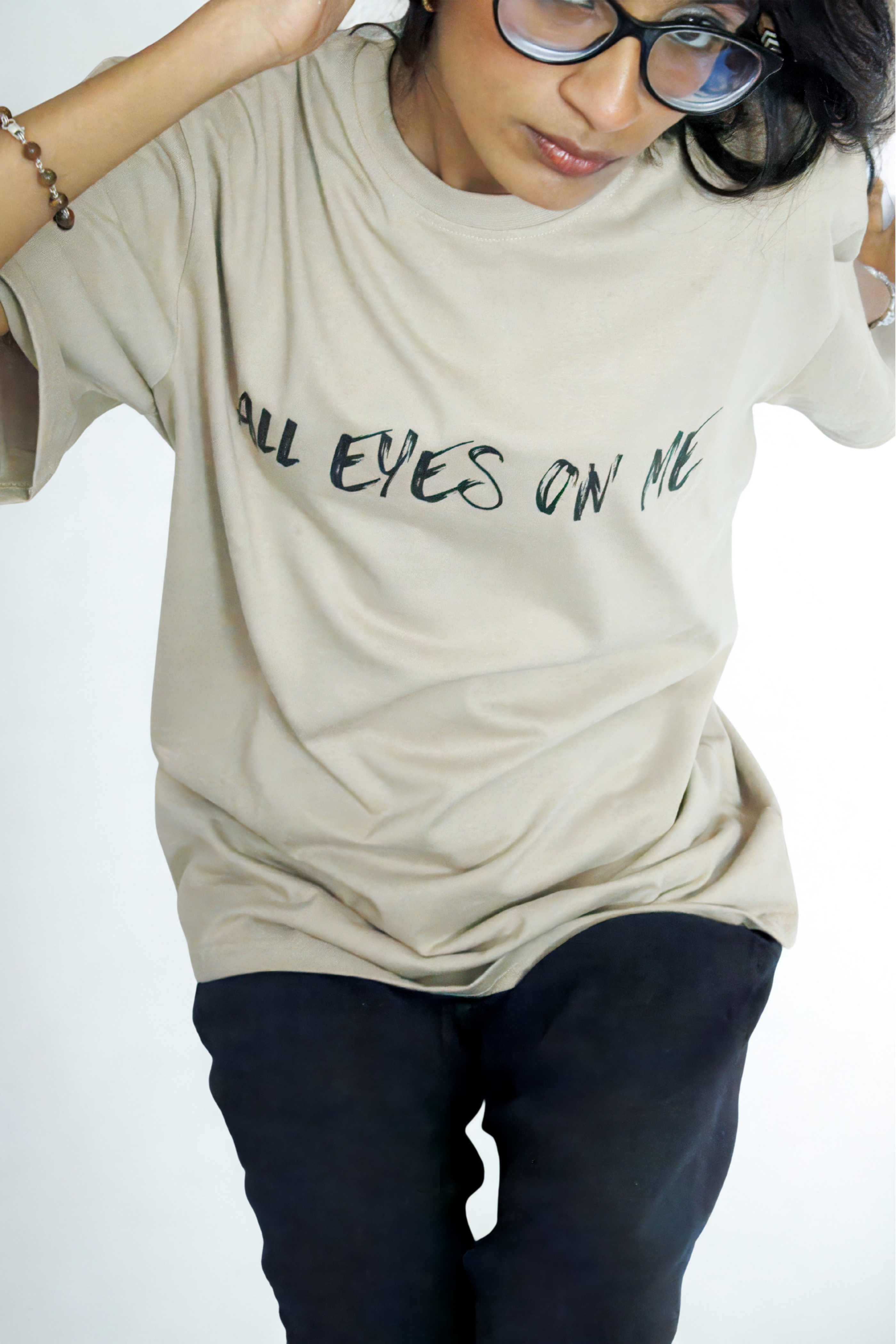 Never Again Club Narc All Eyes Oversized Tee [Beige]
