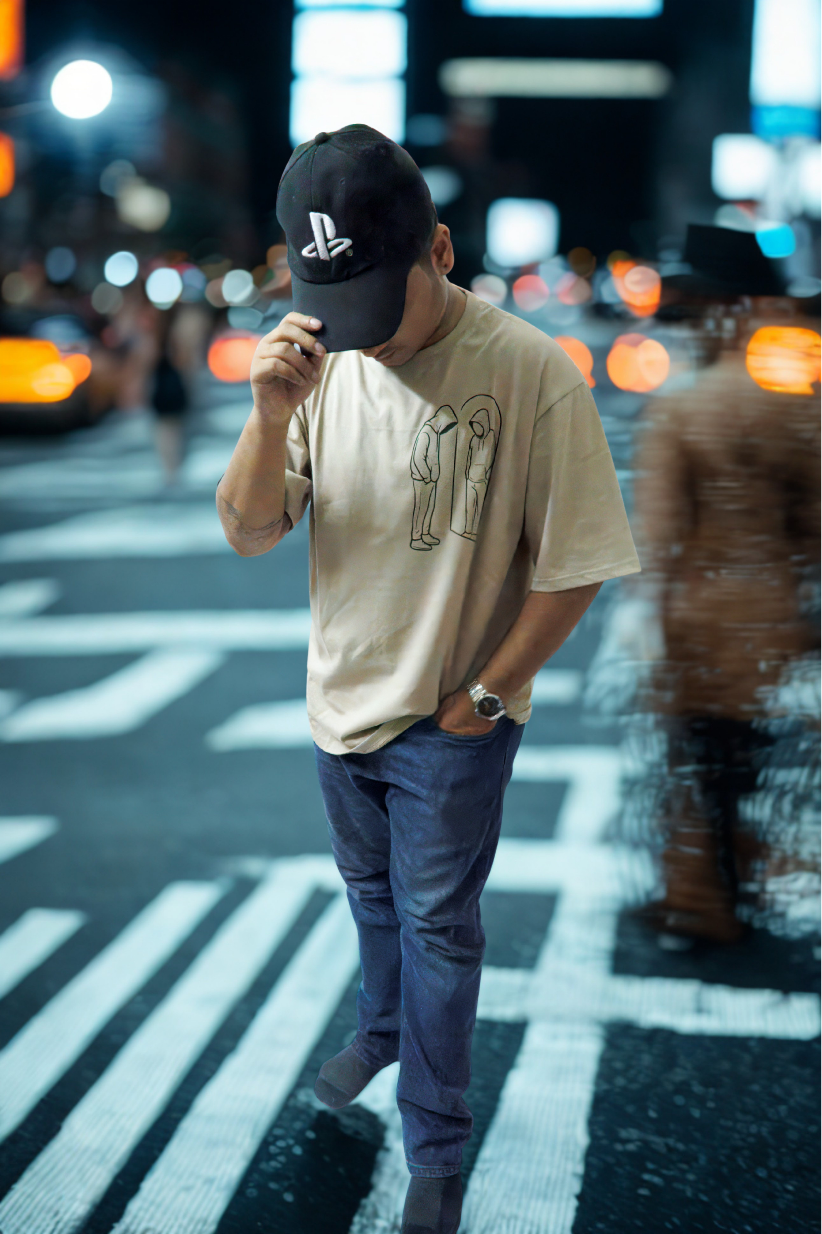 Never Again Club Narc Look Closer Oversized Tee [Beige]