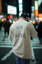 Never Again Club Narc Look Closer Oversized Tee [Beige]