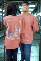 Never Again Club Muted Collapse Oversized Tee [Dusty Rose]