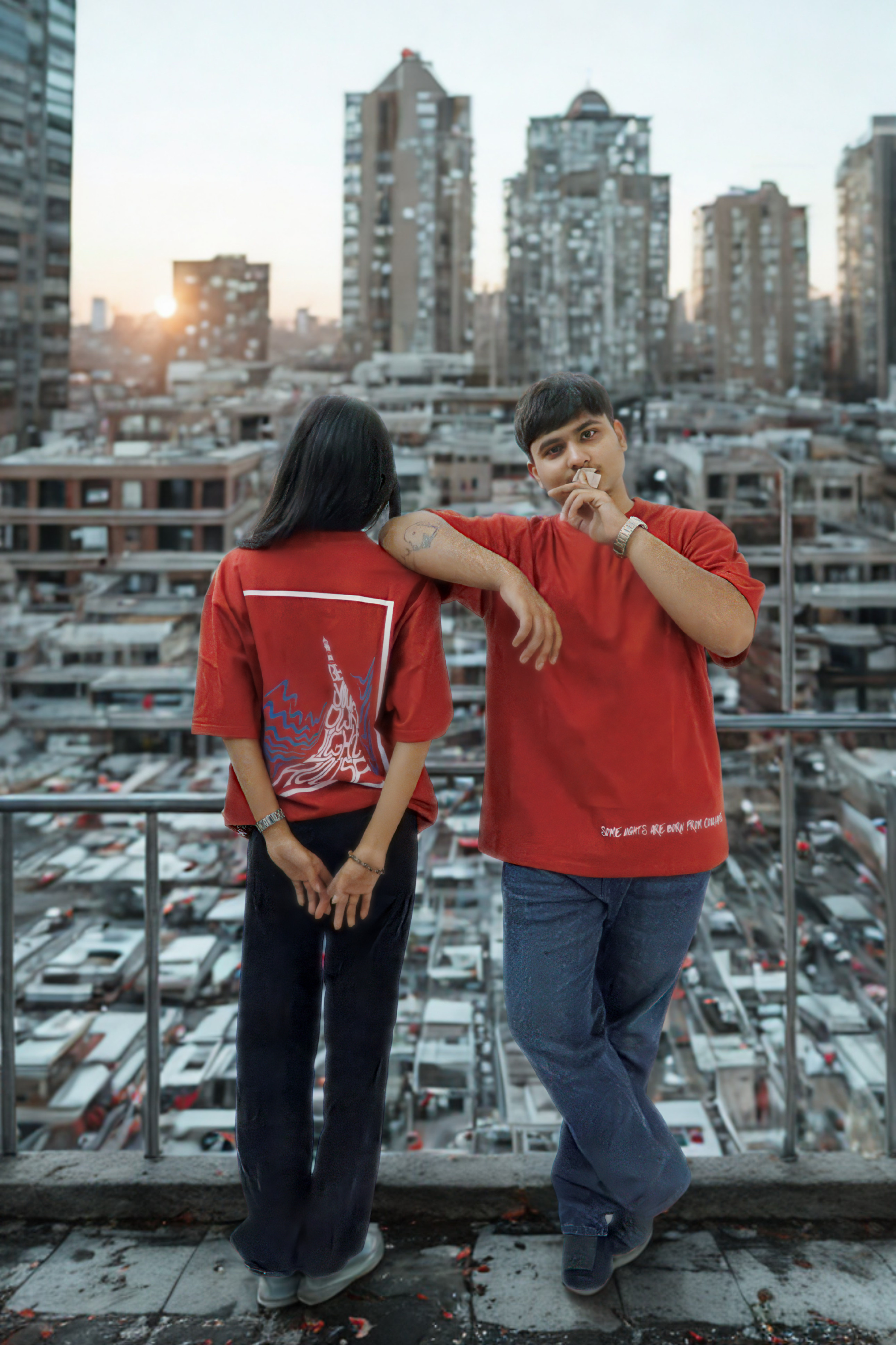 Never Again Club Muted Collapse Oversized Tee [Red]