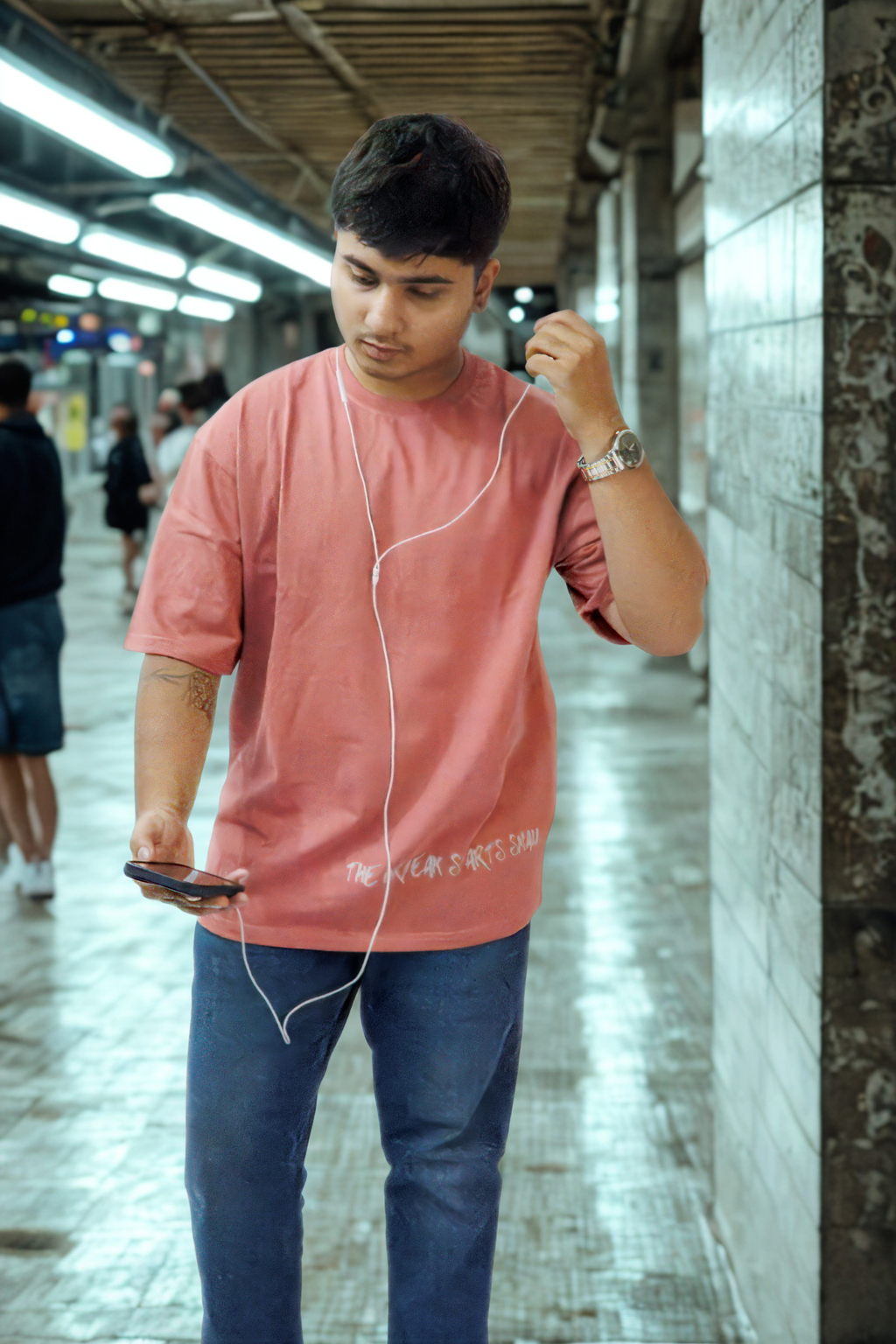 Never Again Club Muted Break Oversized Tee [Dusty Rose]