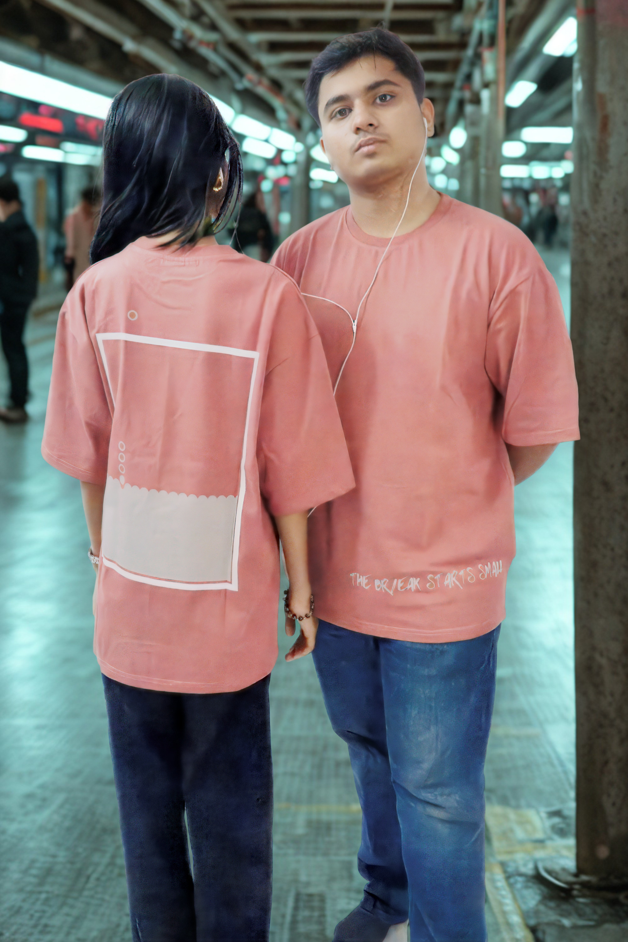 Never Again Club Muted Break Oversized Tee [Dusty Rose]
