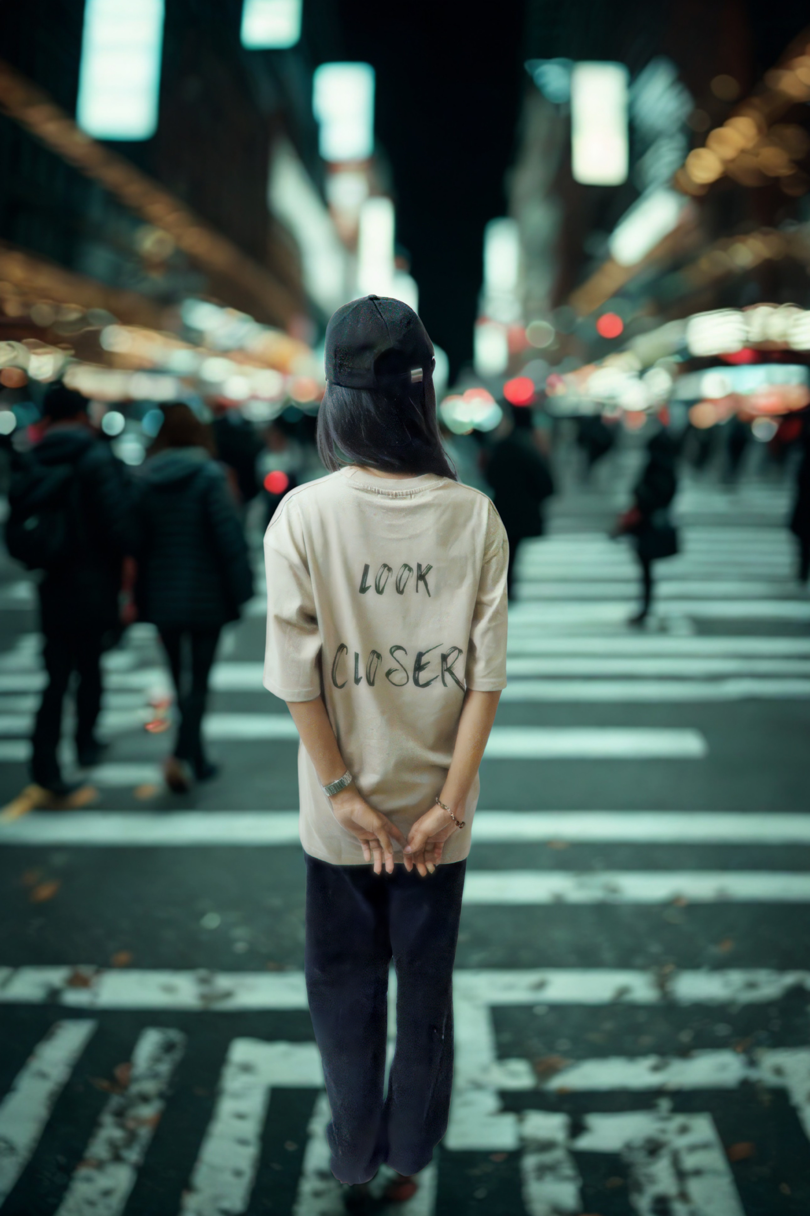 Never Again Club Narc Look Closer Oversized Tee [Beige]