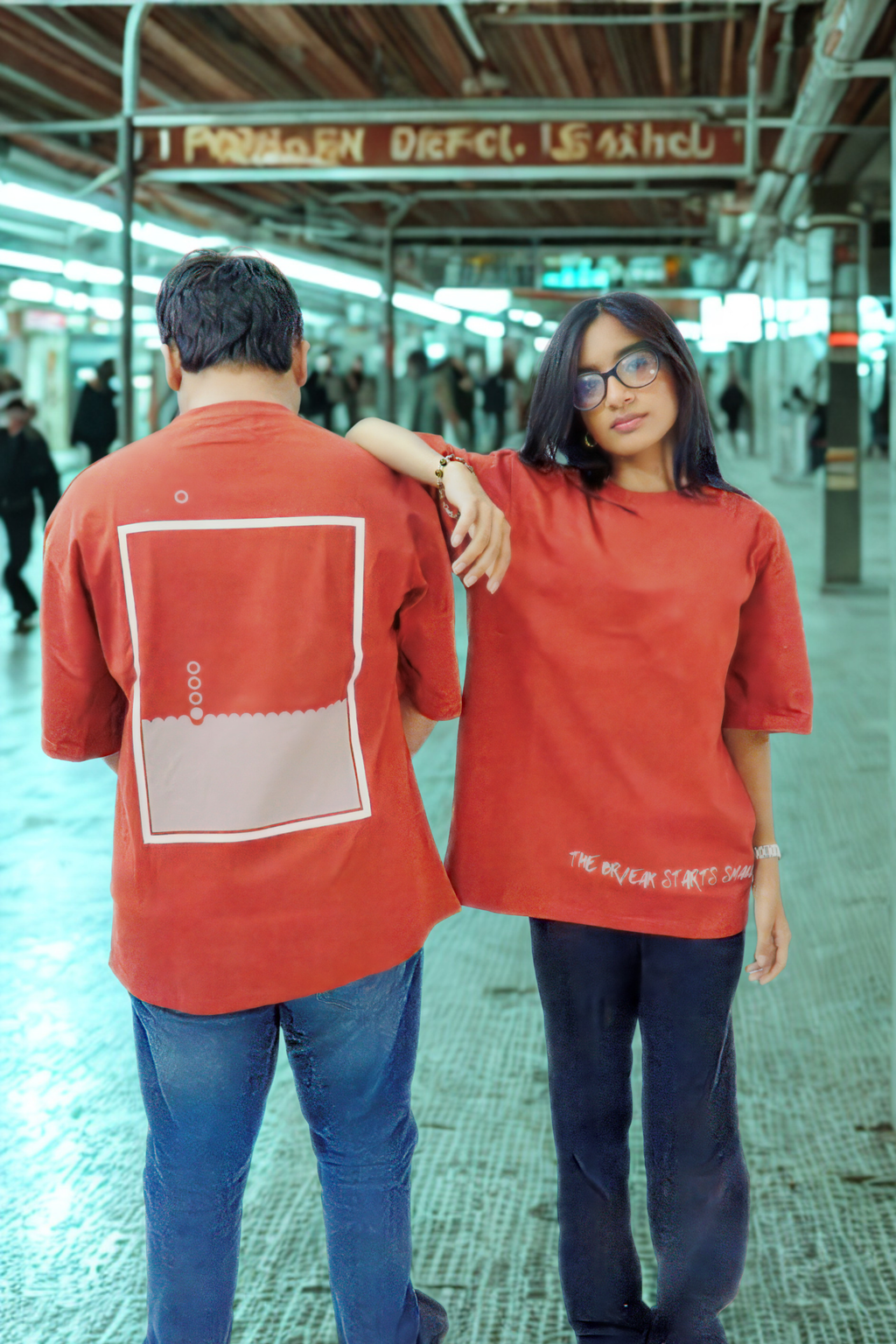 Never Again Club Muted Break Oversized Tee [Red]