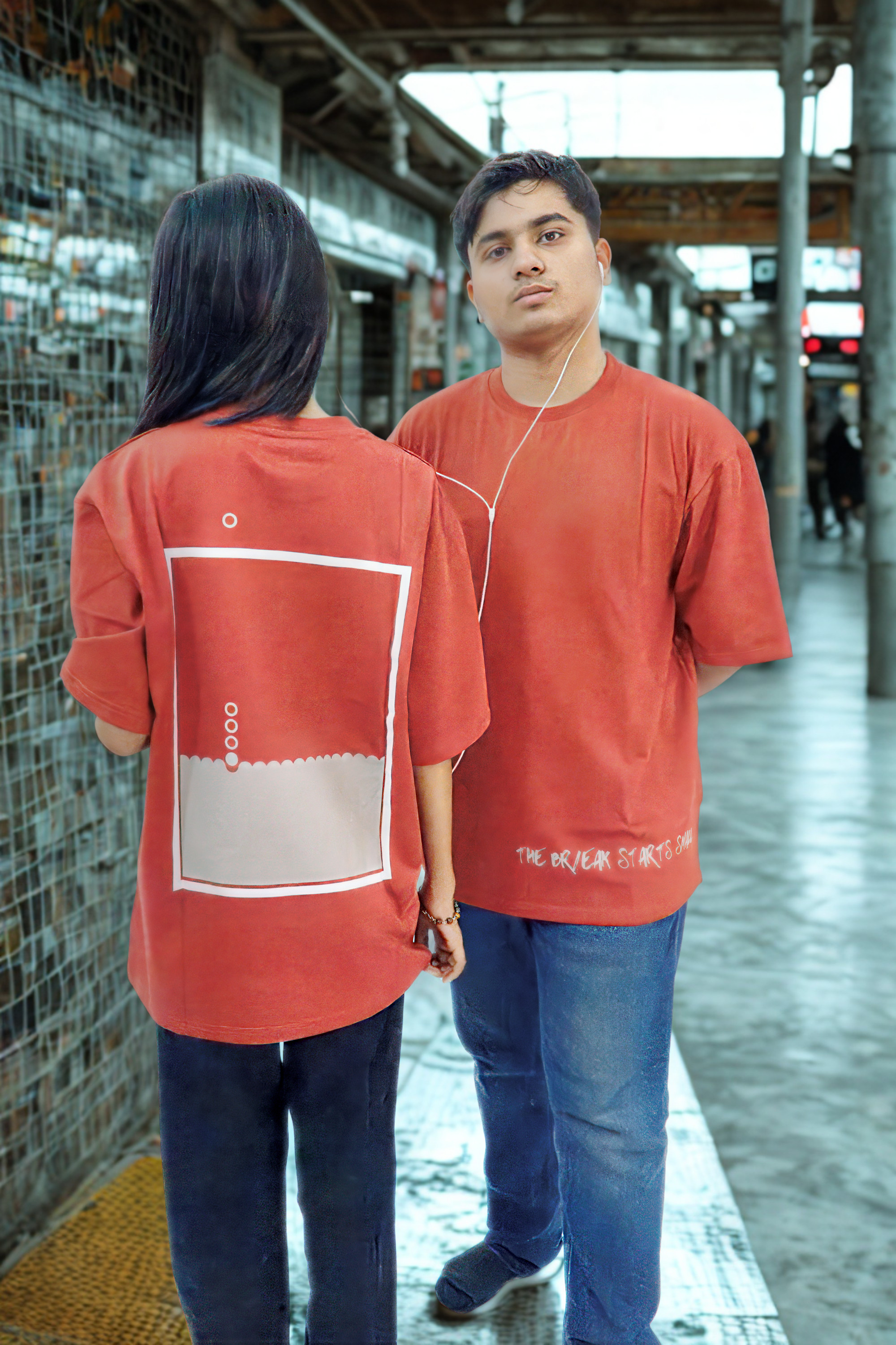 Never Again Club Muted Break Oversized Tee [Red]
