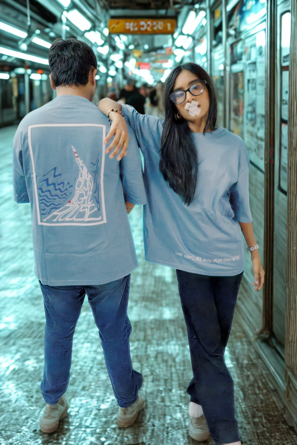 Never Again Club Muted Collapse Oversized Tee [Teal]