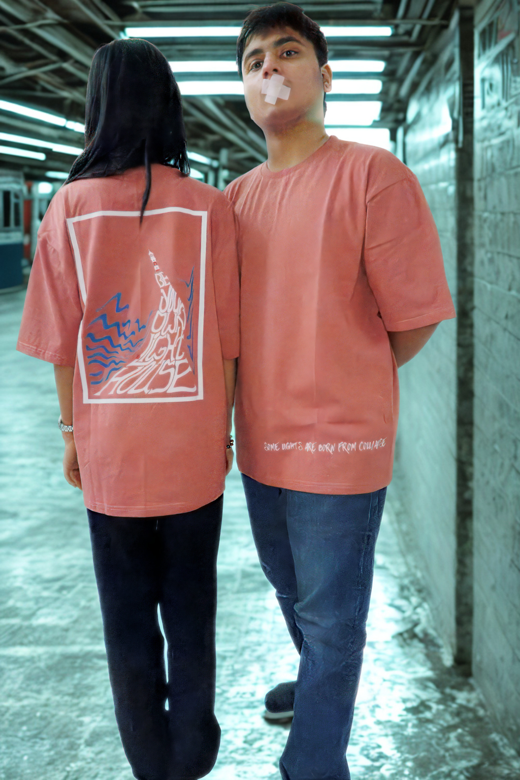 Never Again Club Muted Collapse Oversized Tee [Dusty Rose]