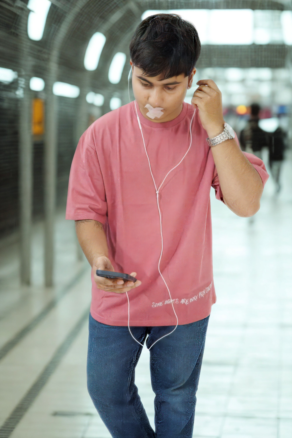 Never Again Club Muted Collapse Oversized Tee [Pink]
