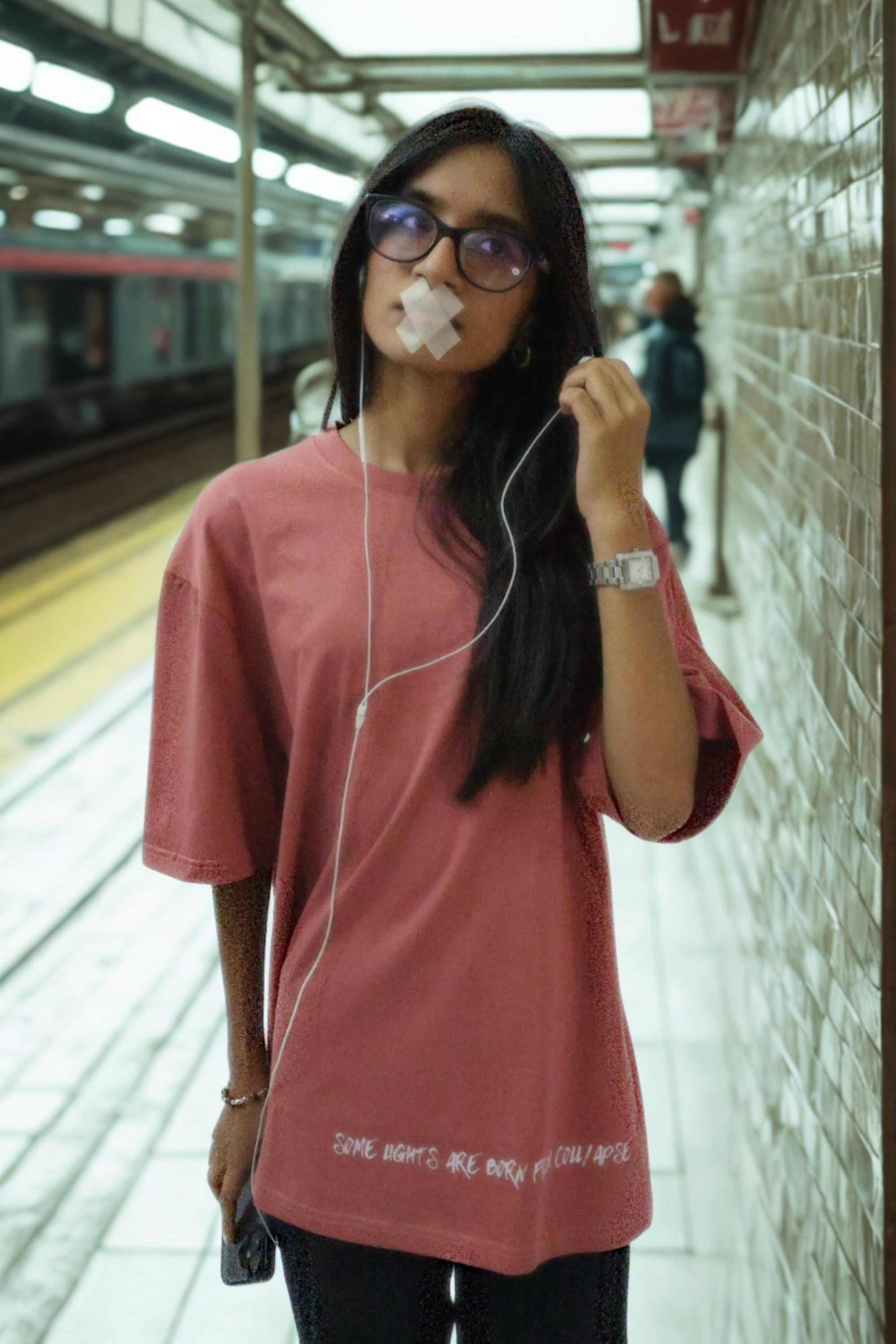 Never Again Club Muted Collapse Oversized Tee [Dusty Rose]