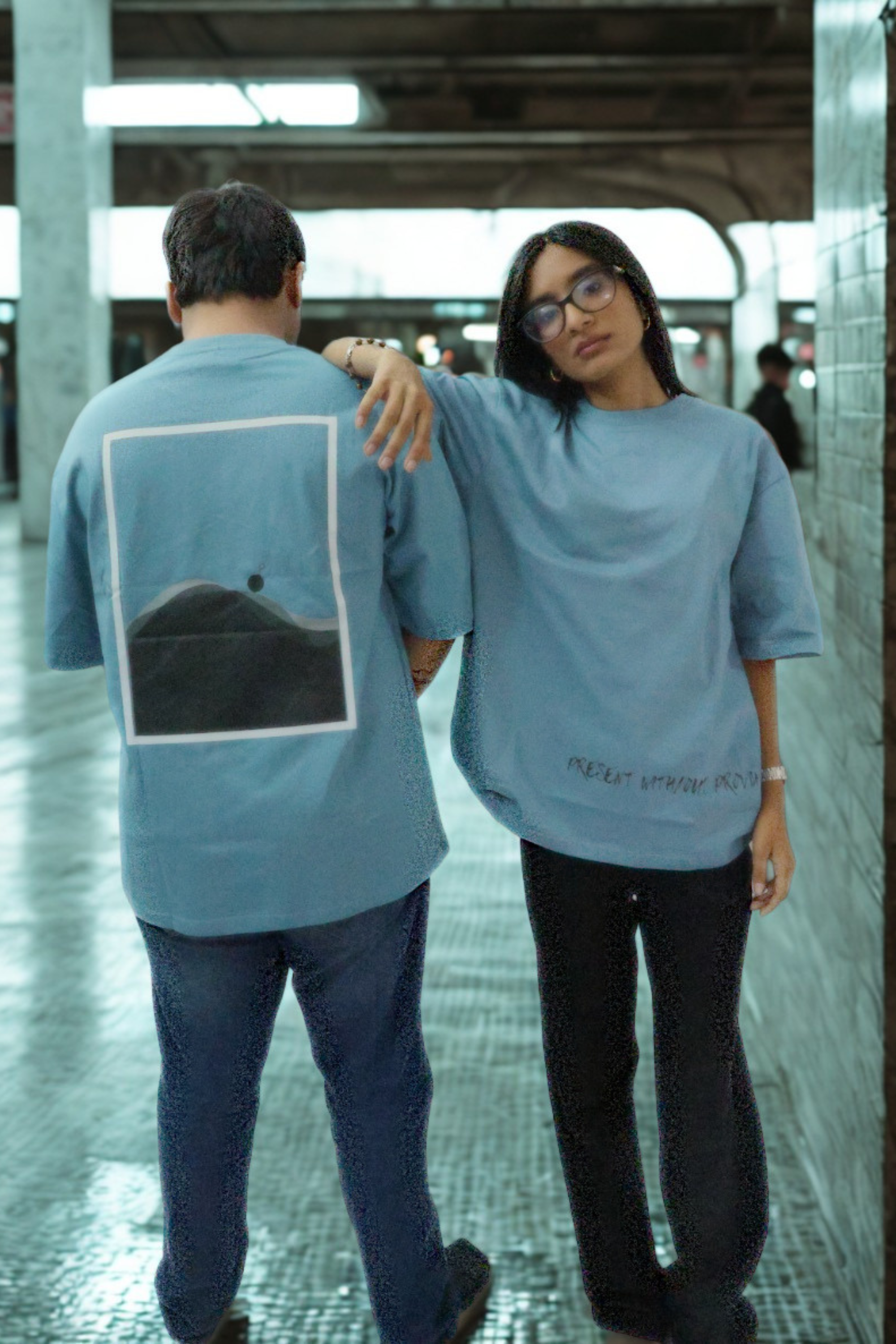 Never Again Club Muted Present Oversized Tee [Teal]