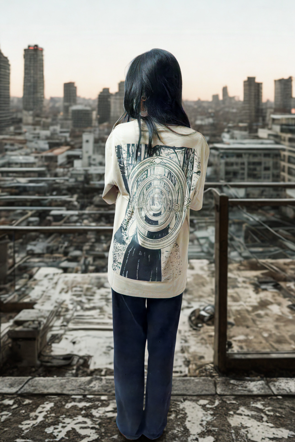Never Again Club Narc Too Aware Oversized Tee [Beige]