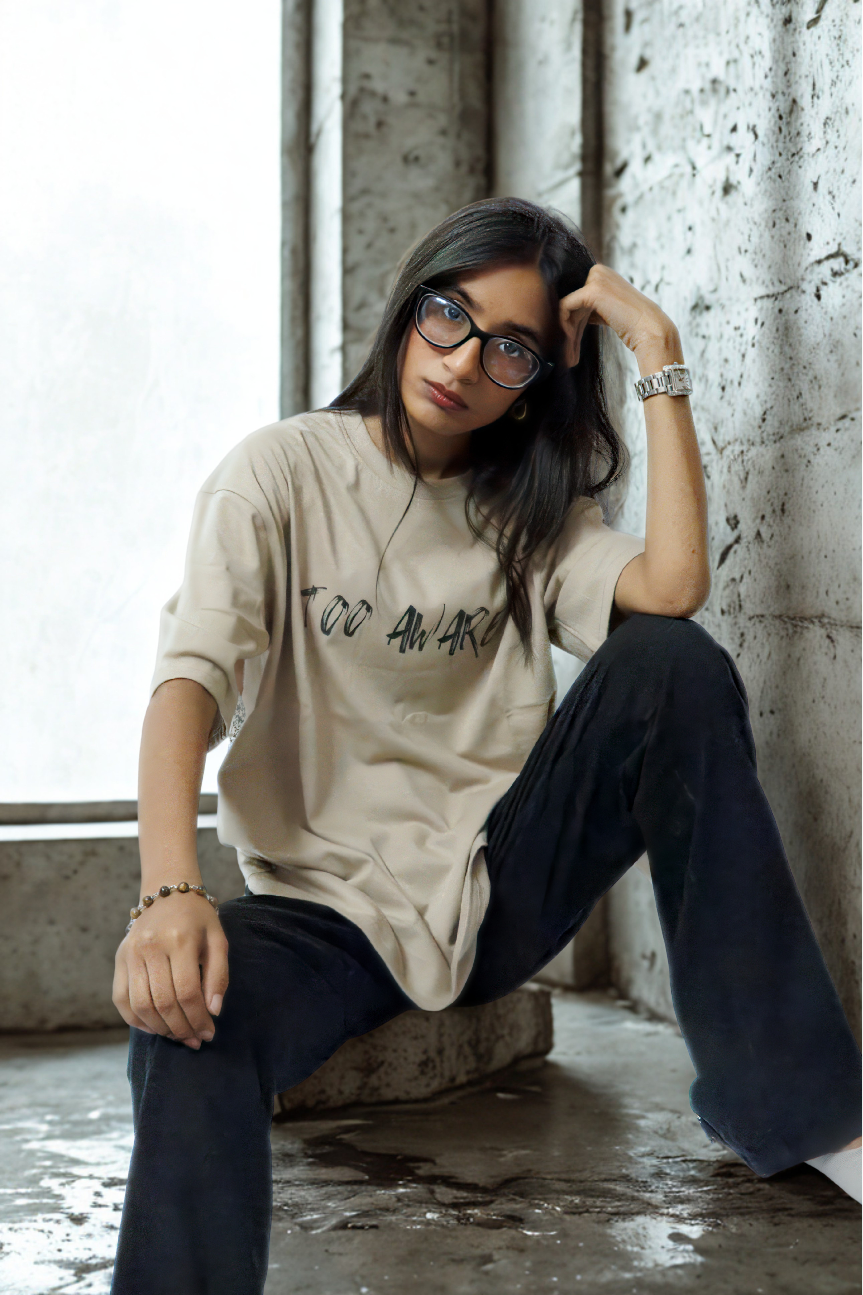 Never Again Club Narc Too Aware Oversized Tee [Beige]