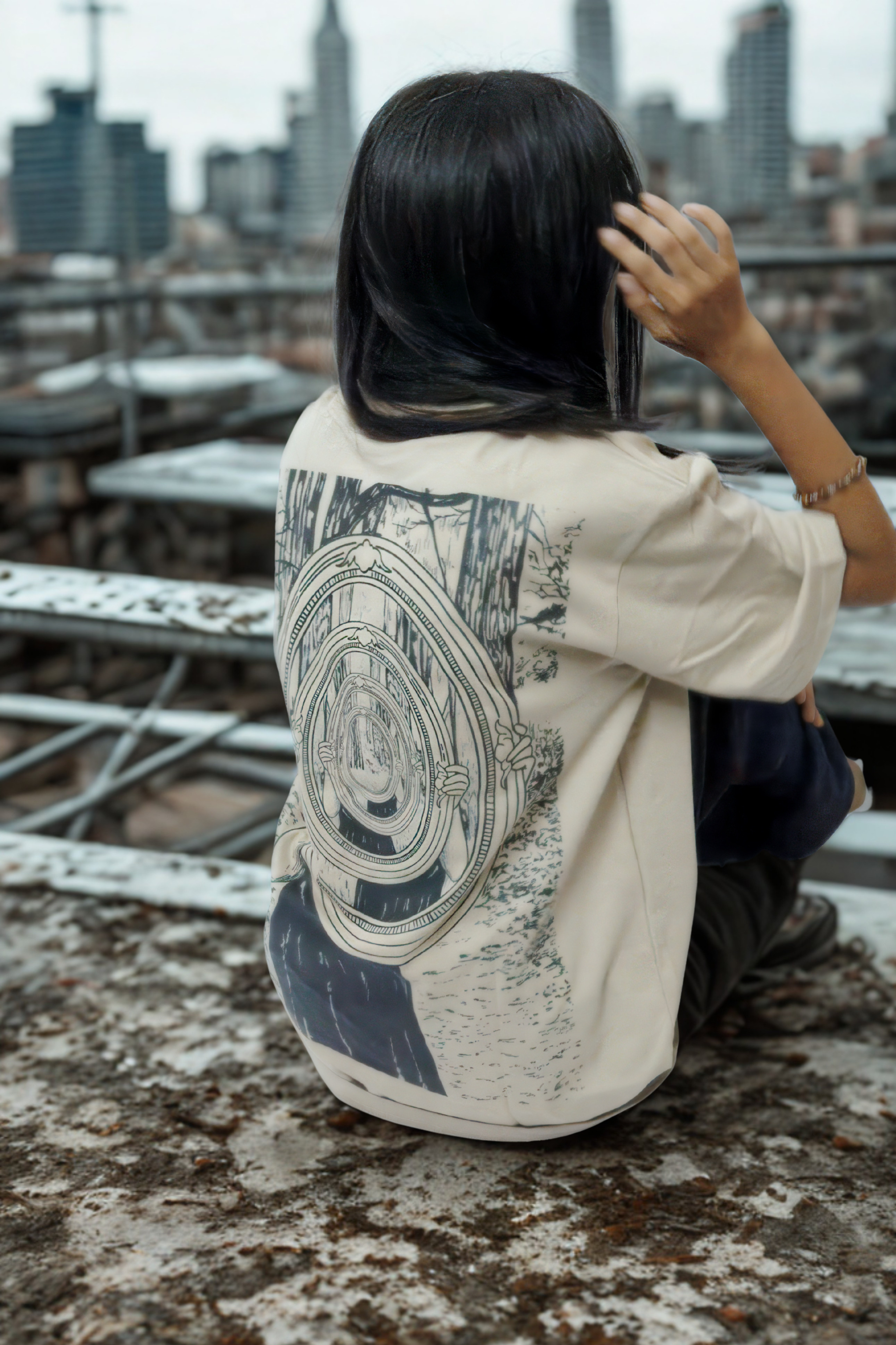 Never Again Club Narc Too Aware Oversized Tee [Beige]