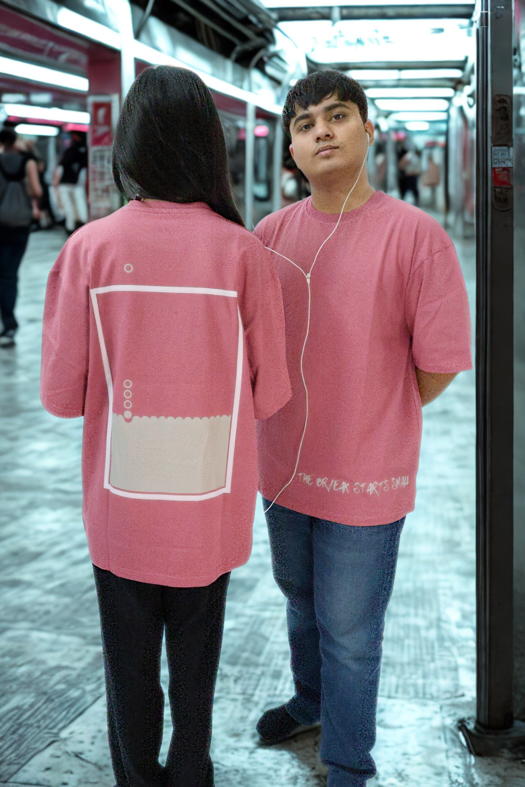 Never Again Club Muted Break Oversized Tee [Pink]
