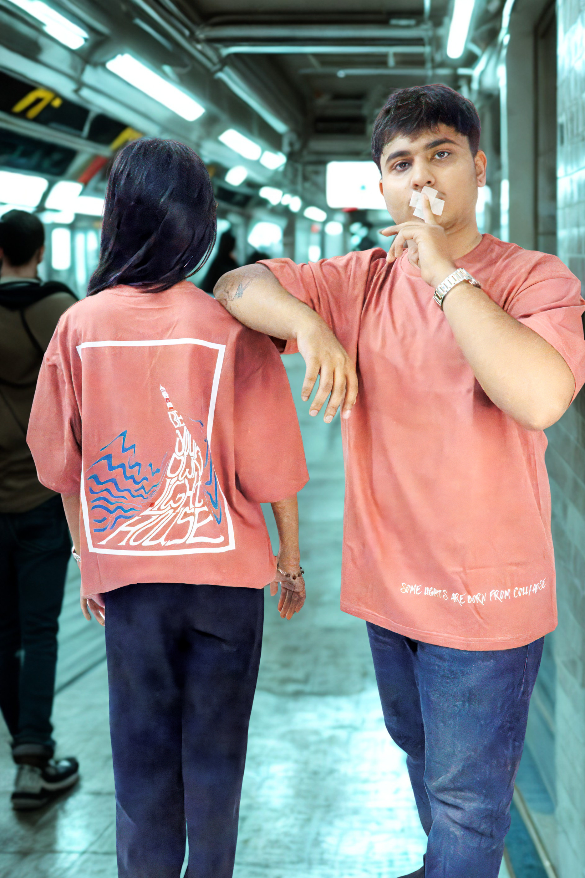 Never Again Club Muted Collapse Oversized Tee [Dusty Rose]