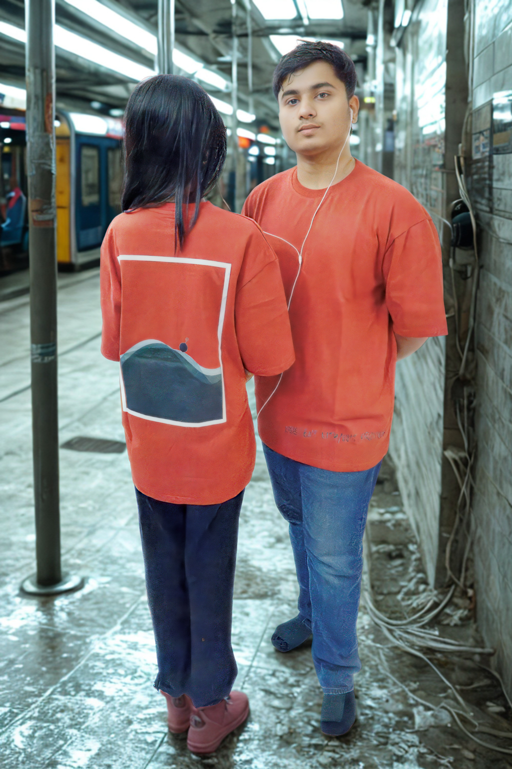 Never Again Club Muted Present Oversized Tee [Red]