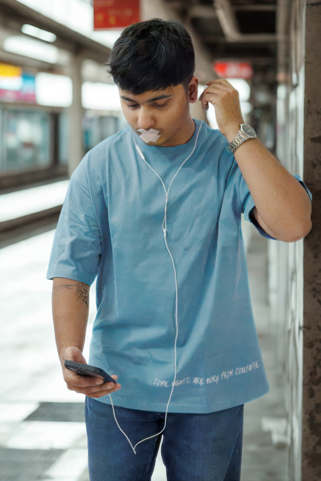 Never Again Club Muted Collapse Oversized Tee [Teal]