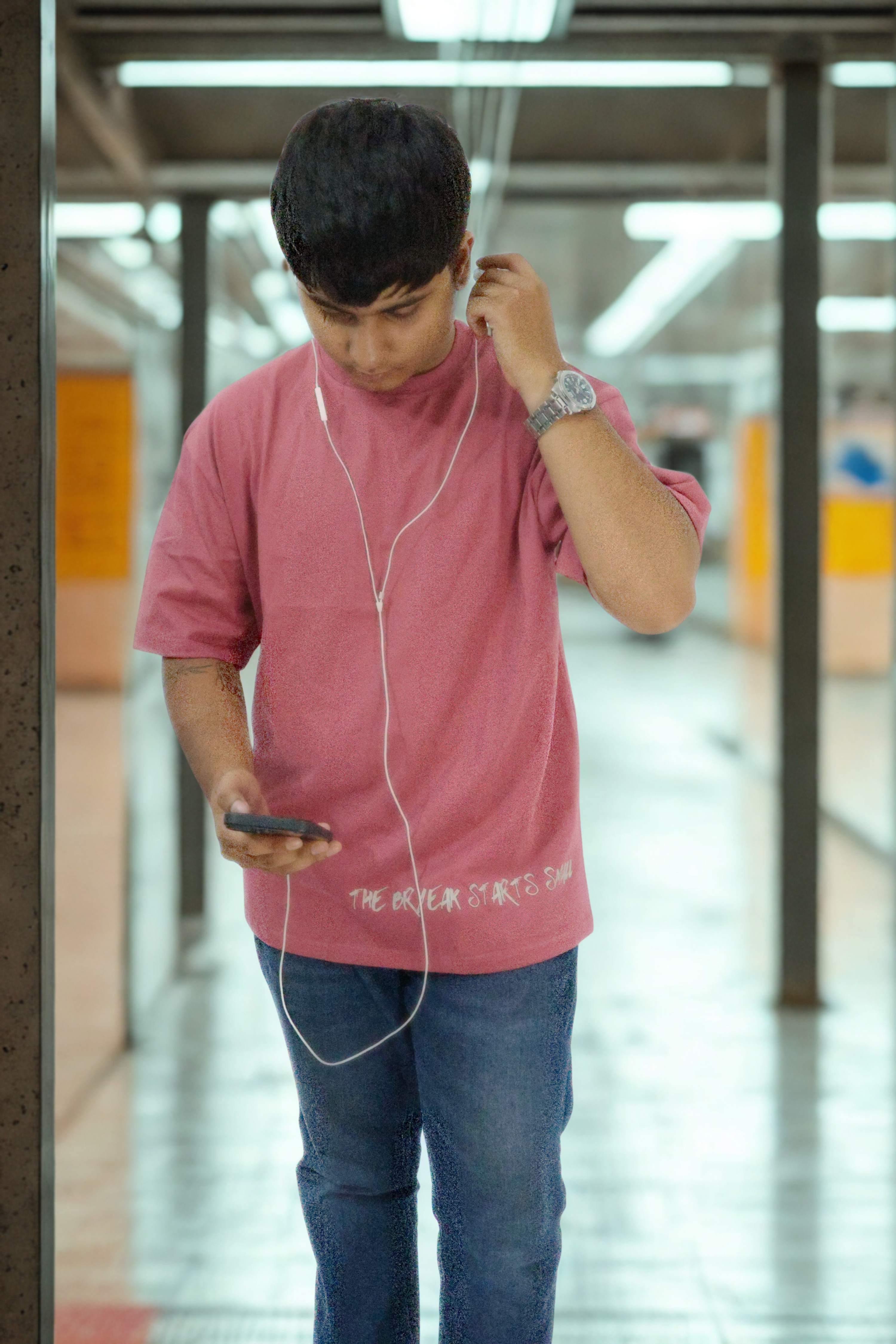 Never Again Club Muted Break Oversized Tee [Pink]