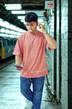 Never Again Club Muted Collapse Oversized Tee [Dusty Rose]
