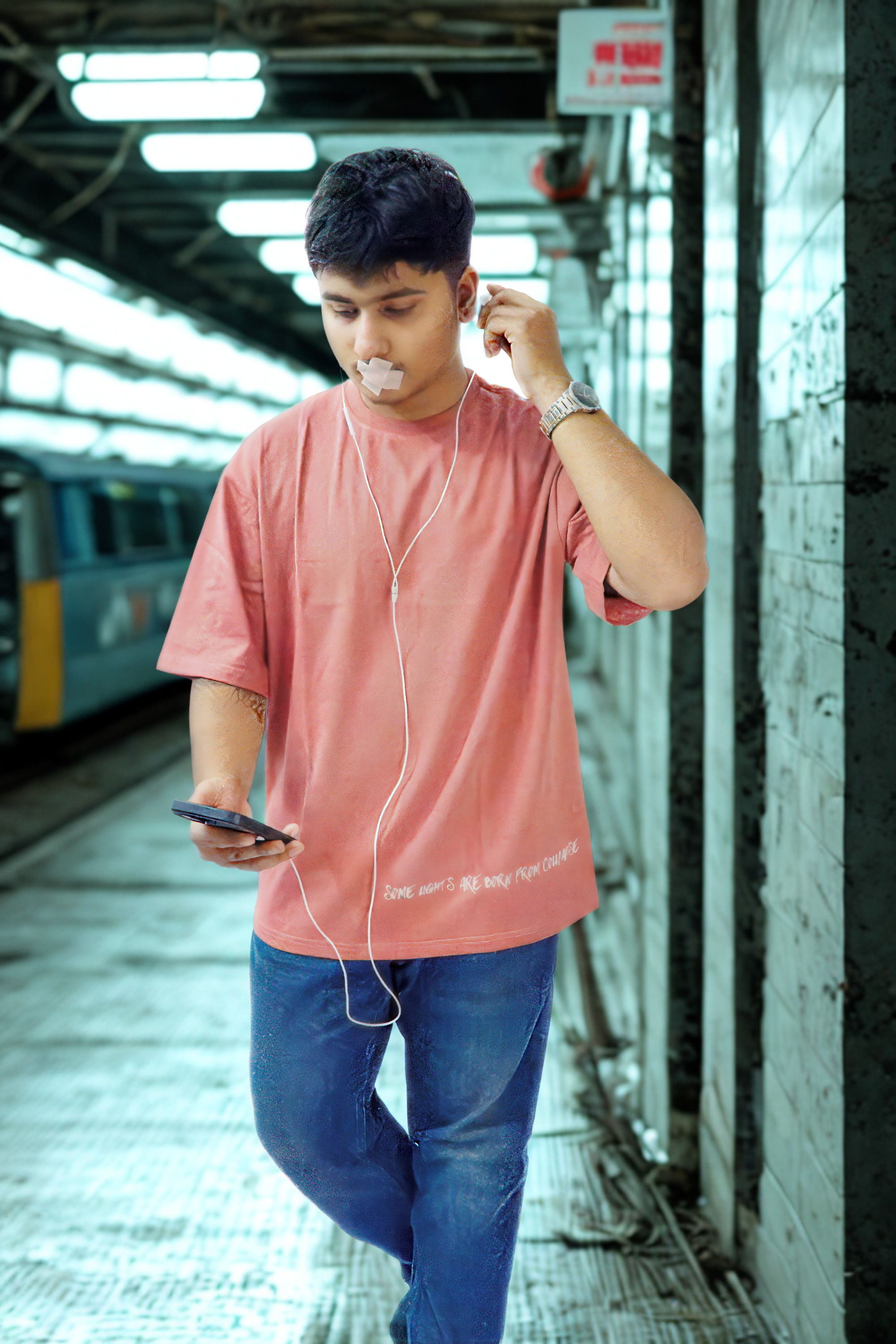 Never Again Club Muted Collapse Oversized Tee [Dusty Rose]