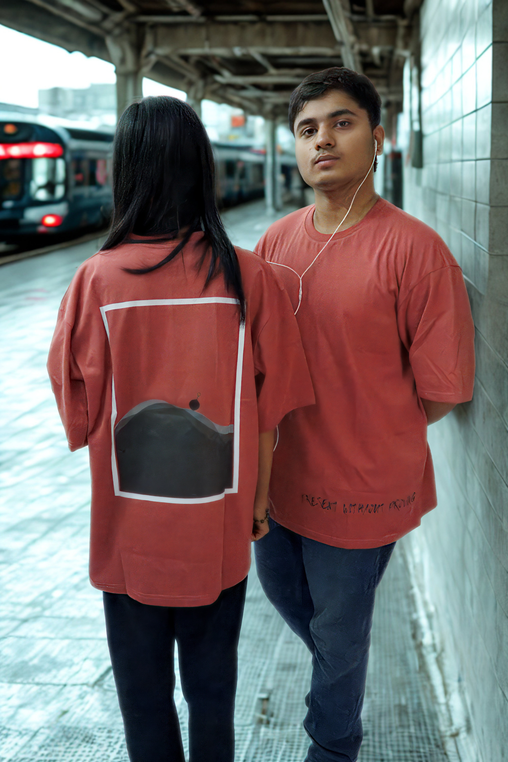 Never Again Club Muted Present Oversized Tee [Dusty Rose]