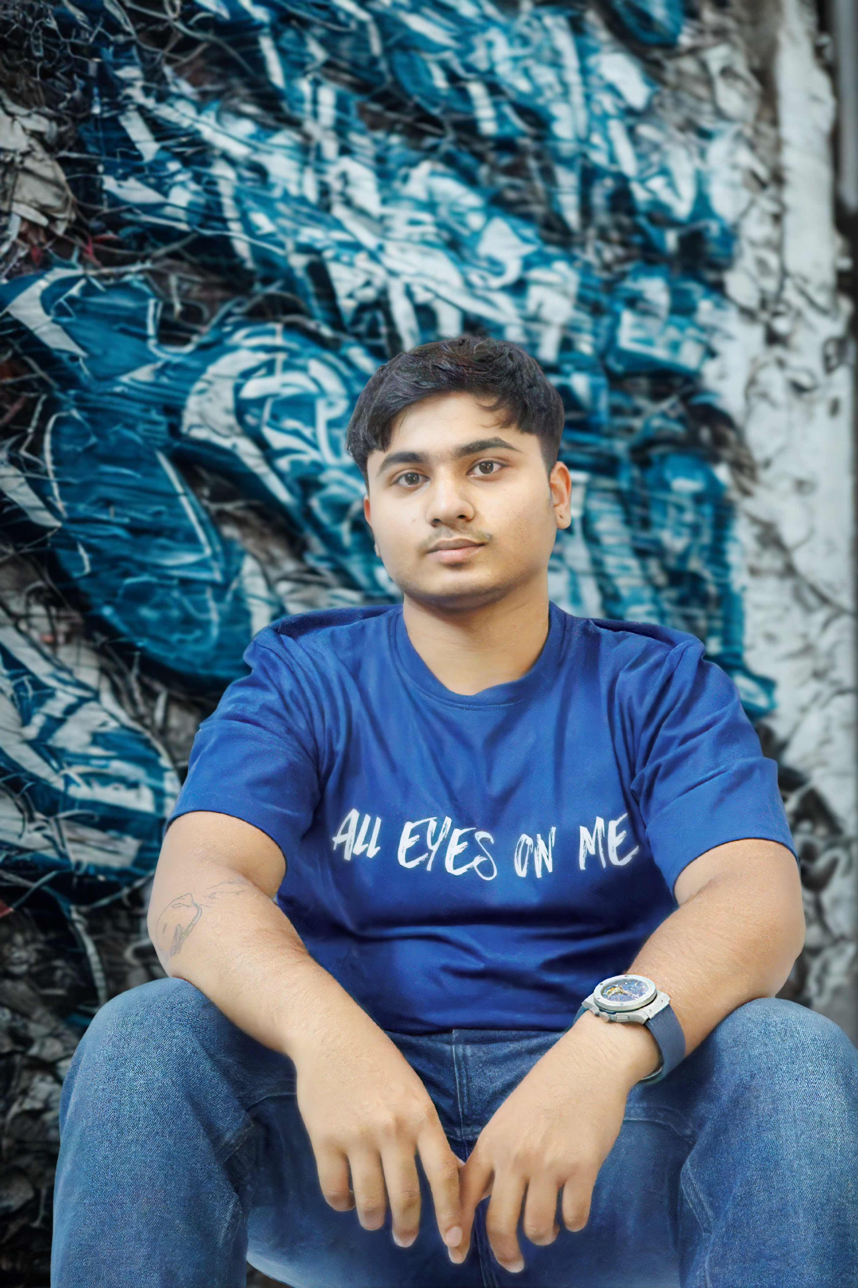 Never Again Club Narc All Eyes Oversized Tee [Blue]