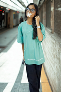 Never Again Club Muted Collapse Oversized Tee [Sea Green]