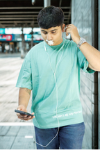 Never Again Club Muted Collapse Oversized Tee [Sea Green]