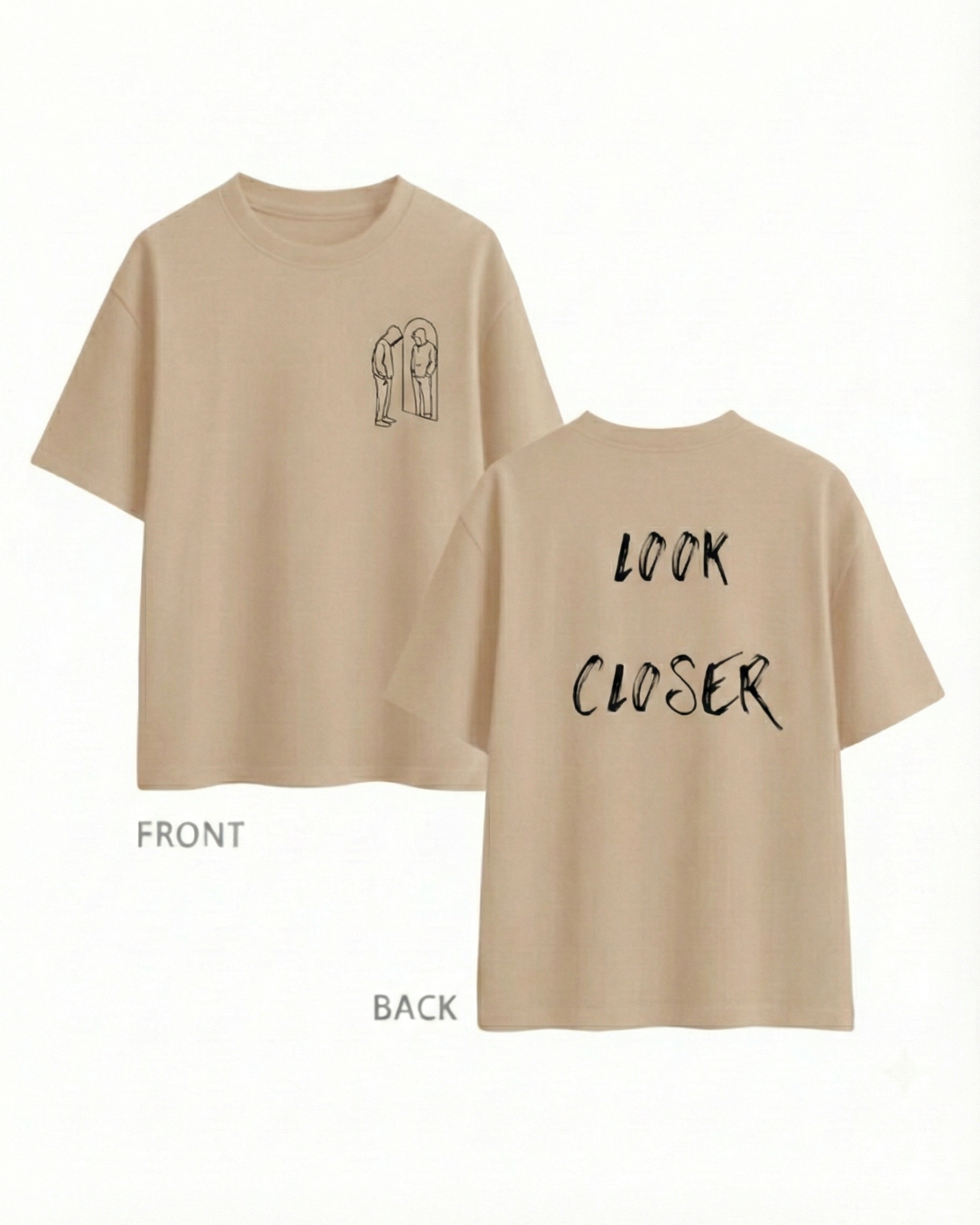 Never Again Club Narc Look Closer Oversized Tee [Beige]