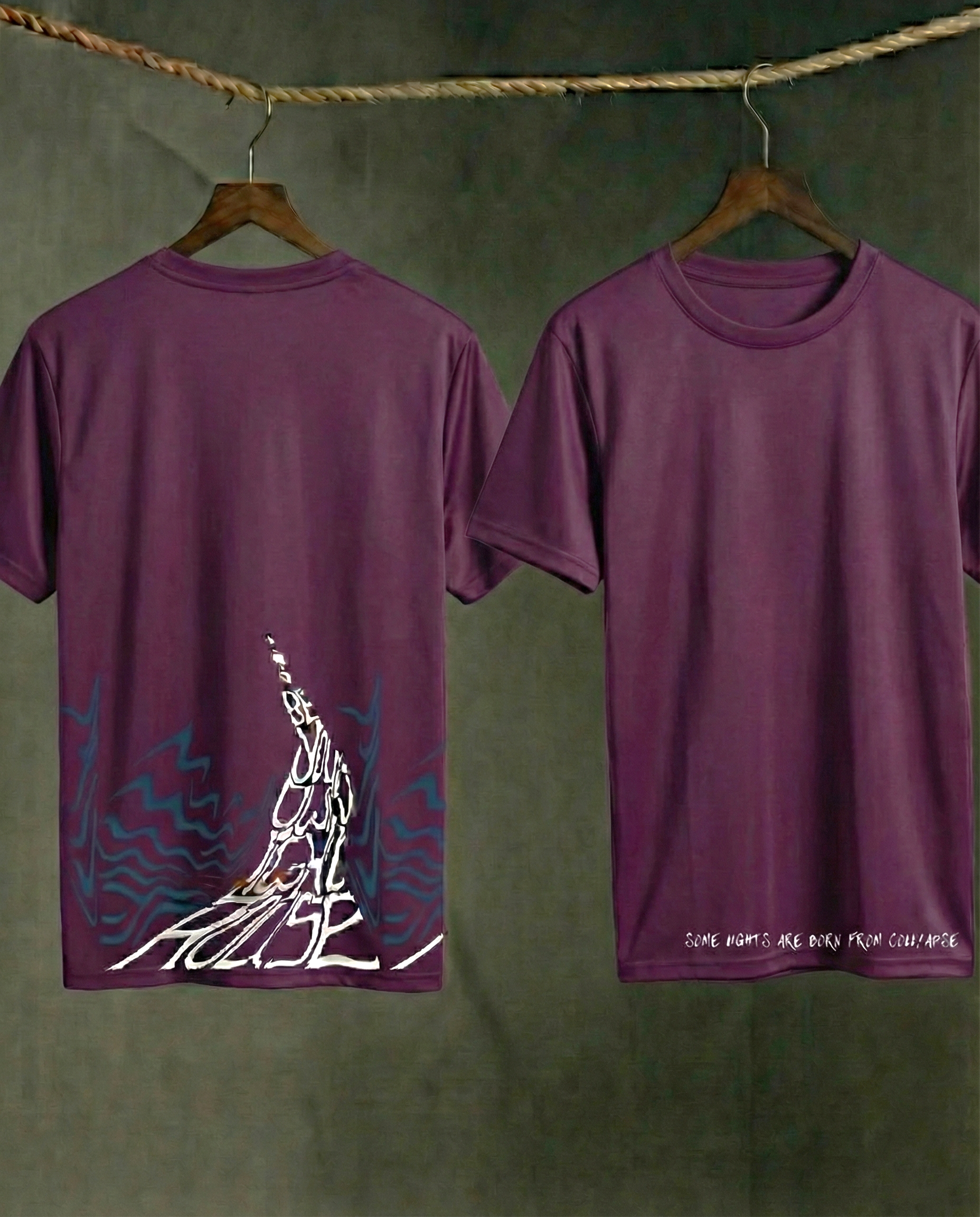 Never Again Club Muted Collapse Oversized Tee [Violet]