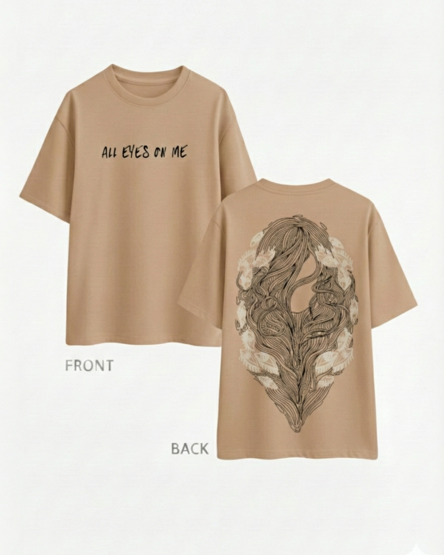 Never Again Club Narc All Eyes Oversized Tee [Beige]
