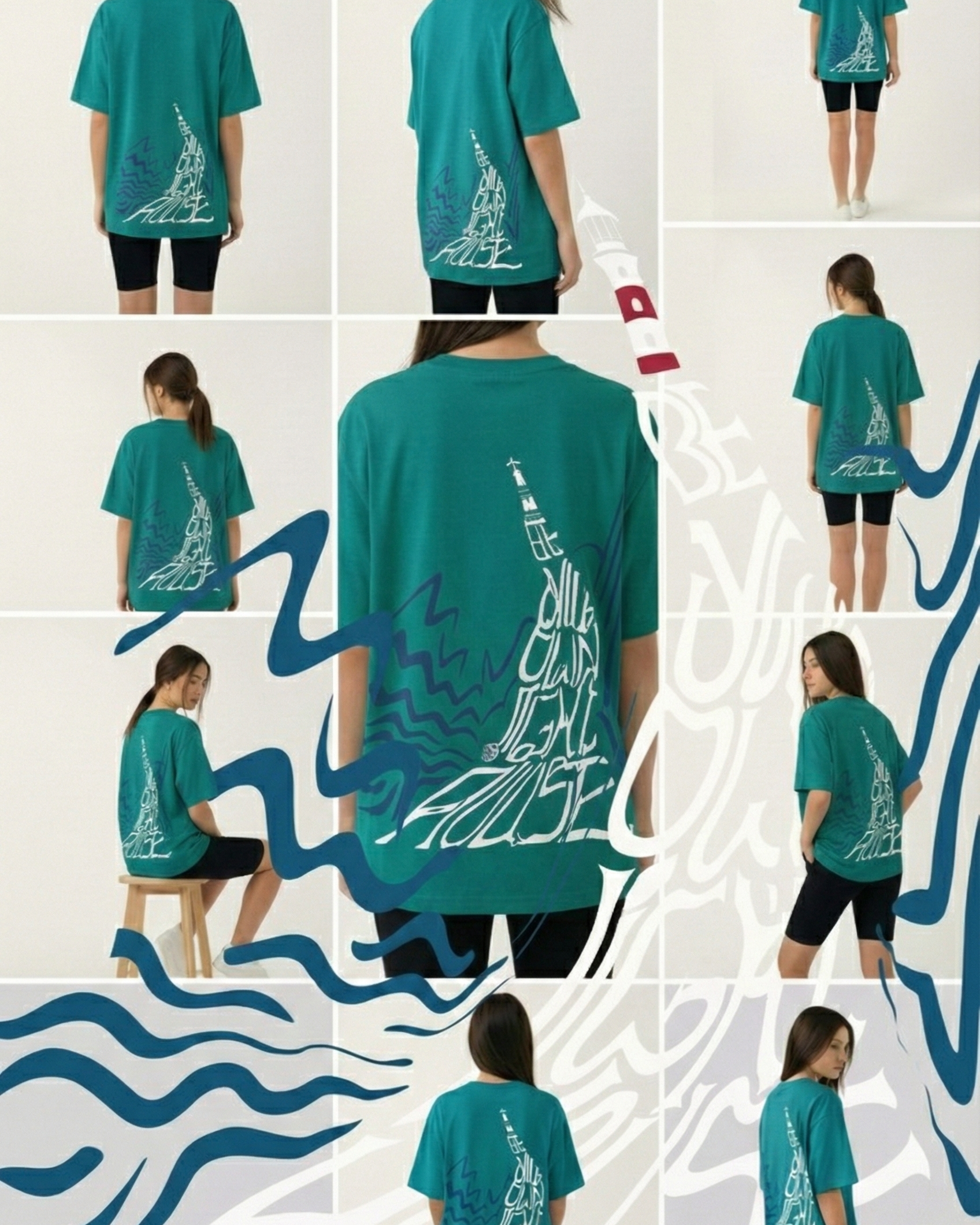 Never Again Club Muted Collapse Oversized Tee [Teal]