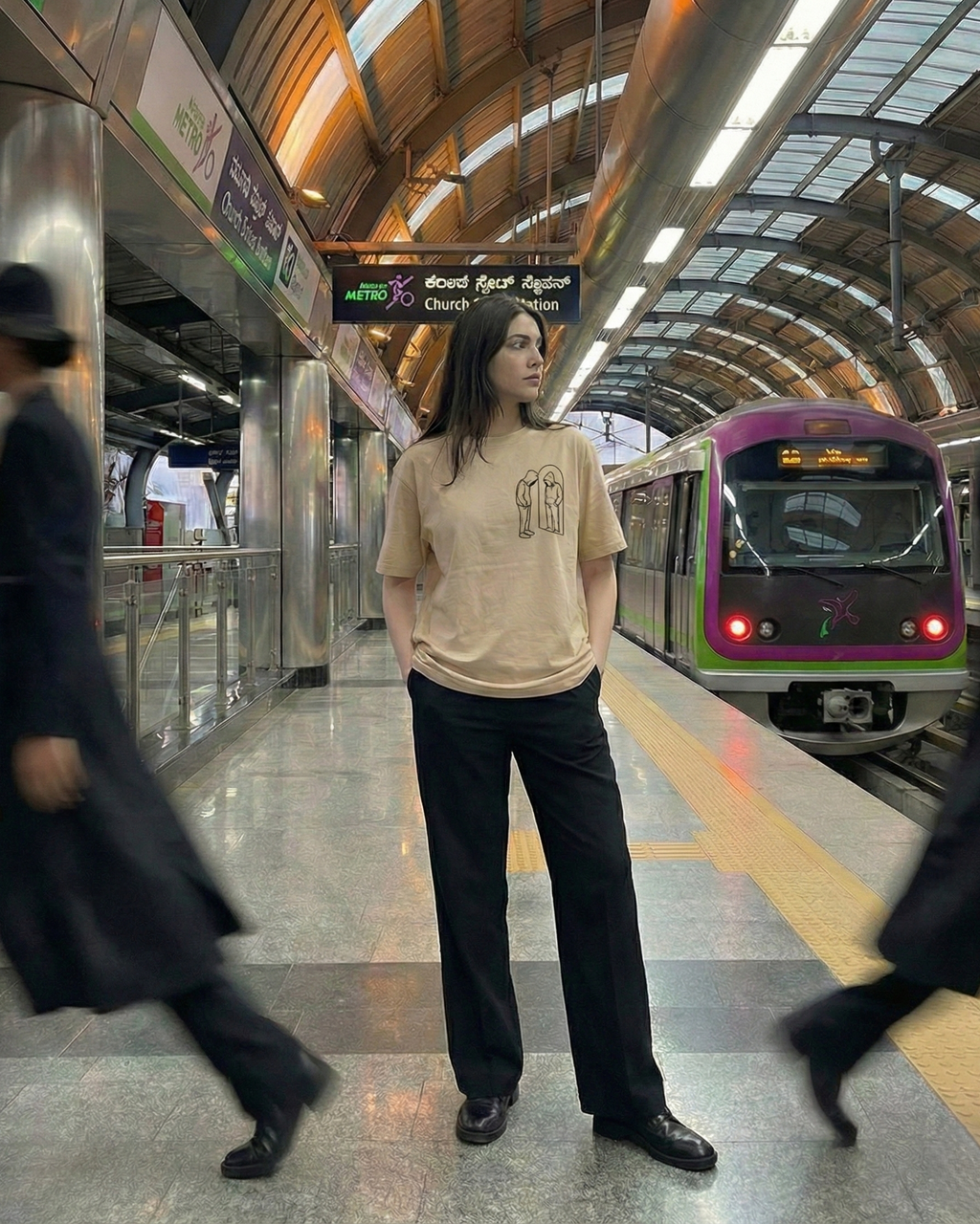 Never Again Club Narc Look Closer Oversized Tee [Beige]