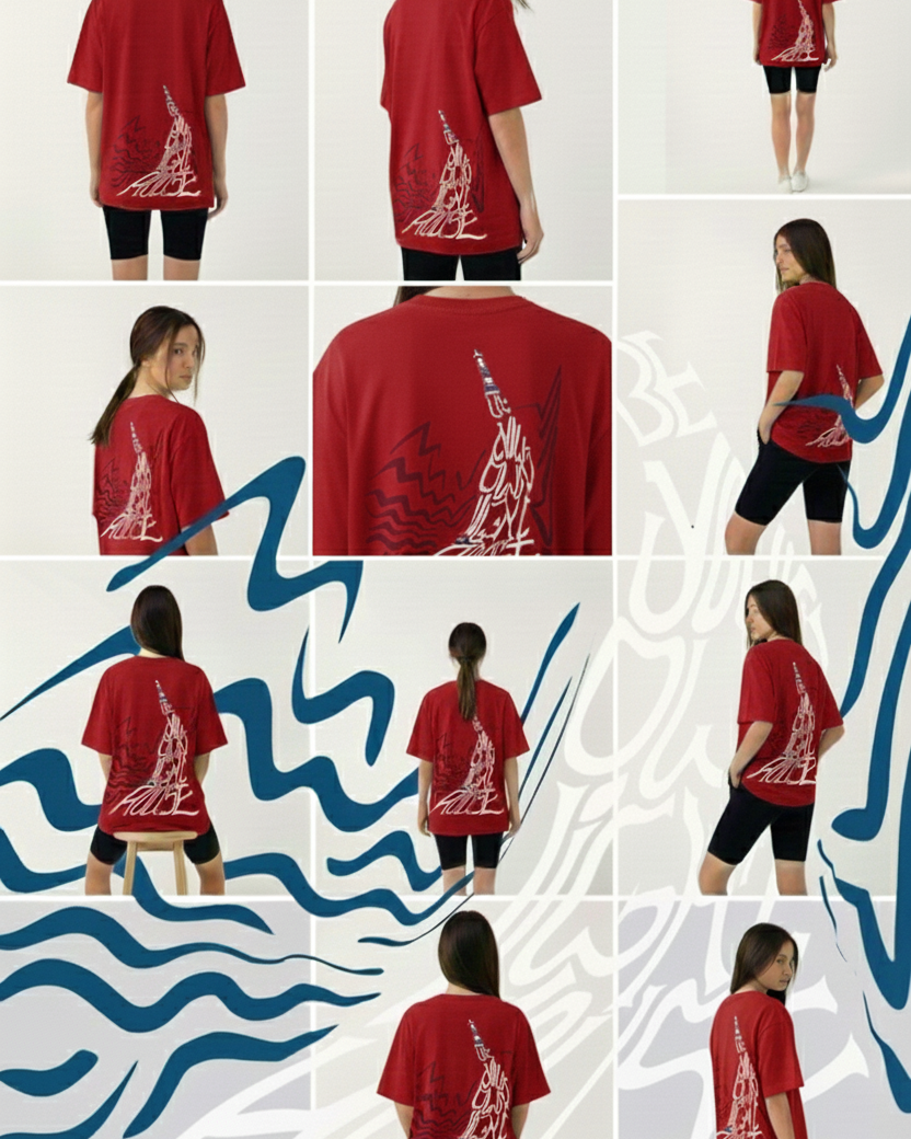 Never Again Club Muted Collapse Oversized Tee [Red]