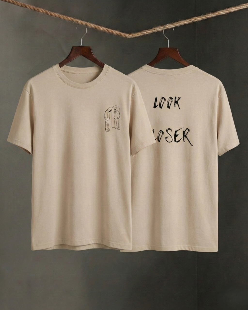 Never Again Club Narc Look Closer Oversized Tee [Beige]