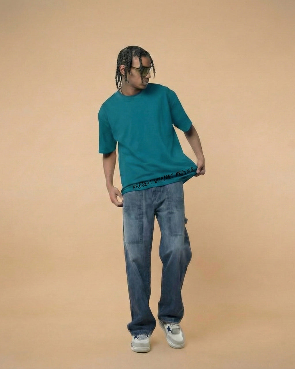 Never Again Club Muted Present Oversized Tee [Blue]