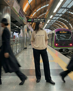 Never Again Club Narc All Eyes Oversized Tee [Beige]