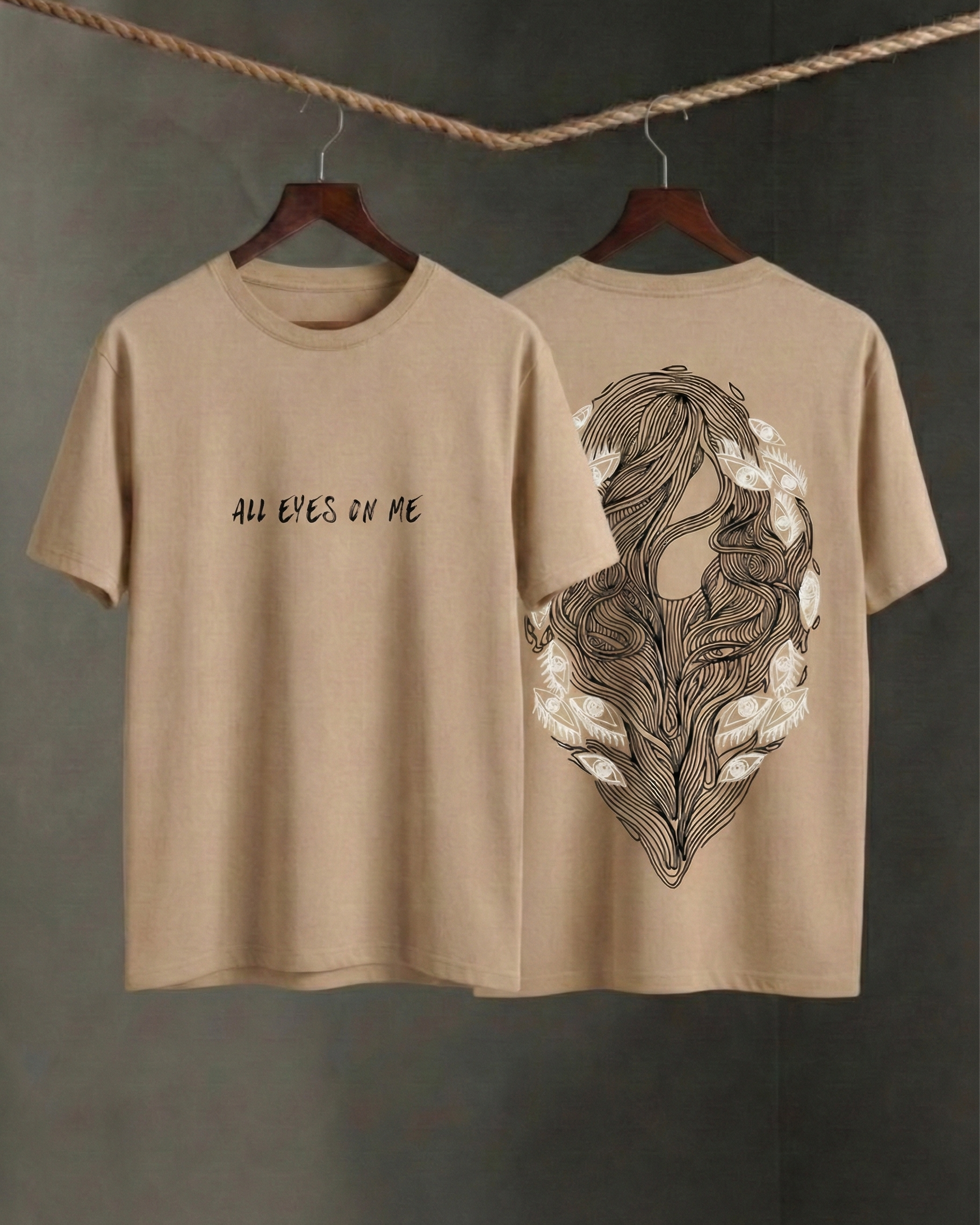 Never Again Club Narc All Eyes Oversized Tee [Beige]